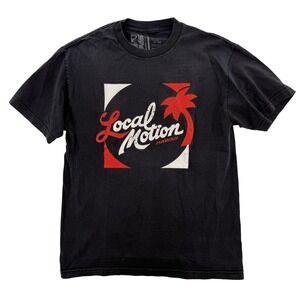 Local Motion Shirt Mens Medium Black Hawaii Palm Graphic 100% Cotton‎ Surf Tee